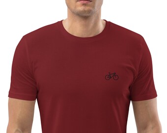 Unisex organic cotton T-shirt for road cyclists - sustainable and stylish with black logo embroidery. Perfect for everyday wear!