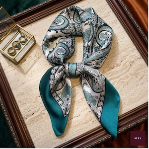 Silk Scarf Blue Paisley - Etsy display picture 3