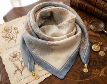 Bufanda de seda con hebilla magnética, pañuelo cuadrado estampado para el cuello, bufanda de moda cálida para otoño e invierno.