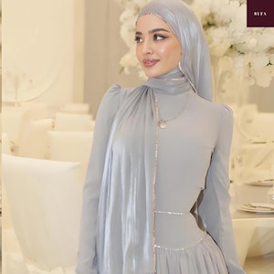 Hijab de luxe en mousseline de soie | Écharpe légère, élégante et antidérapante pour femme musulmane