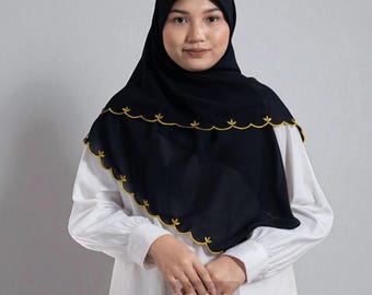 Embroidered Chiffon Hijab: Lightweight Square Scarf, Modest Muslim Wear