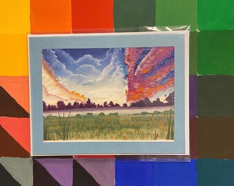 Sunset Field Digital Print Blank Greeting Card