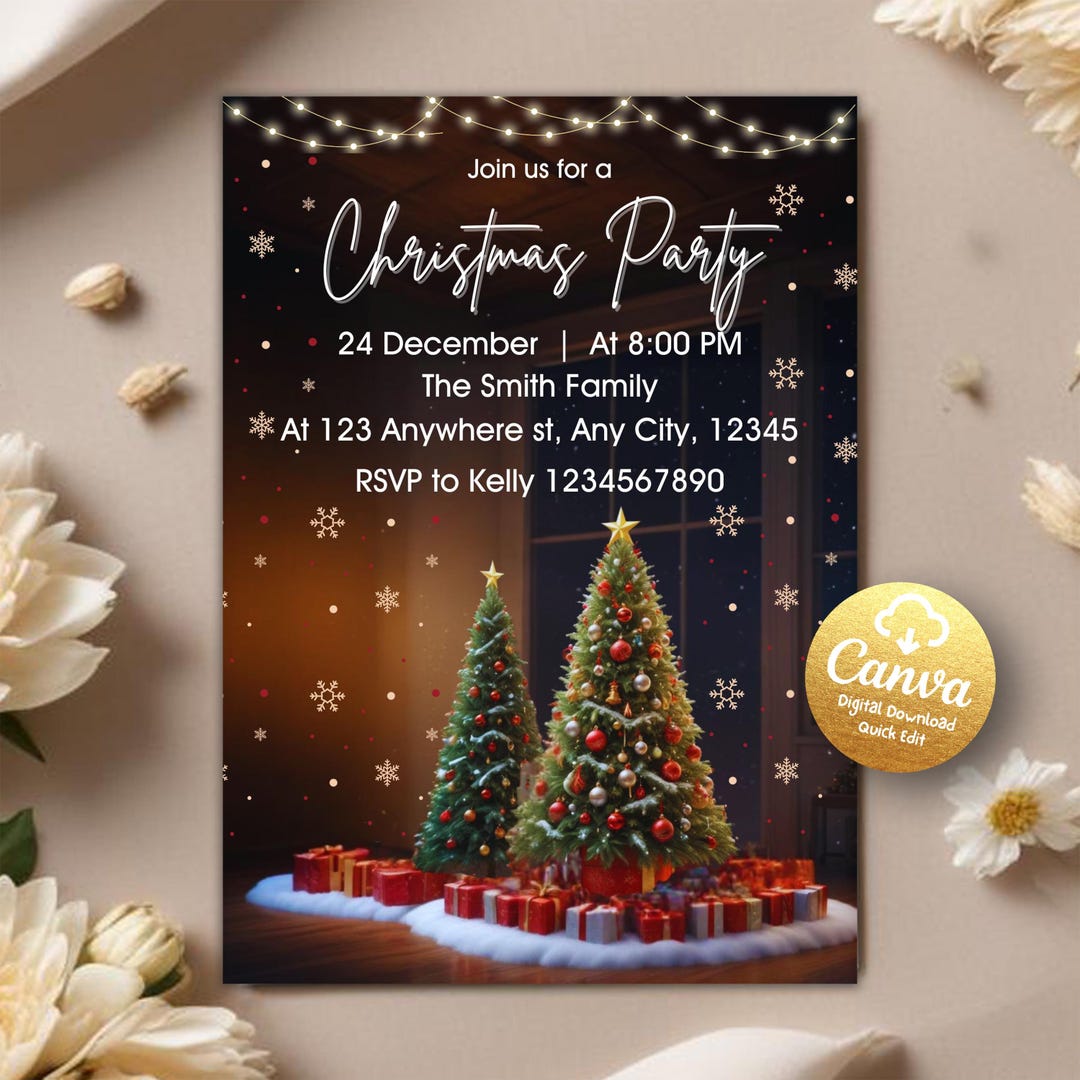 Editable Christmas Party Invitation, Holiday Party Invitation ...