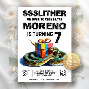 Reptile Birthday Invitation, Party Theme, Reptile Show Invitation, Animal Encounter Birthday, Zoo Birthday Evite, Editable Canva Template