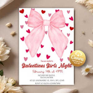 Galentines Day Einladung, Galentines Day Party, Retro Galentines Day, Galentines einladen, Valentinstag Party einladen, bearbeitbare Canva Vorlage