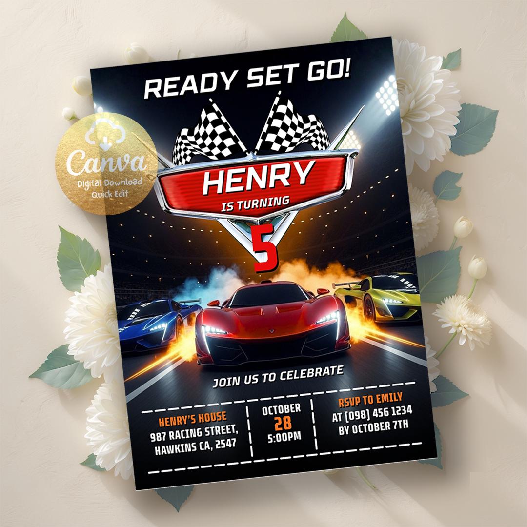 Invitations In Racing Example Race Car Birthday Invitation, Racing Sport Racecar Party Invite ...