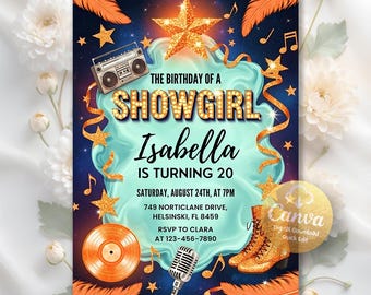 Life of a Birthday Girl Invitation, Karaoke Showgirl-Era In My Birthday Era Invite, Digital Download, Editable Canva Template