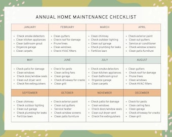 Liste de contrôle et calendrier annuels pour l'entretien de la maison