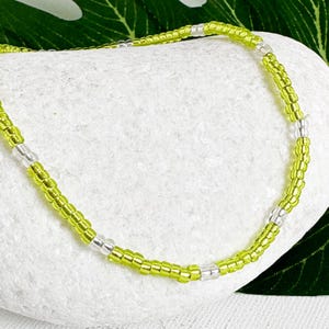 Lime green stretch ankle bracelet, elasticated boho ankle bracelet, minimalist beaded anklet, boho festival holiday anklet