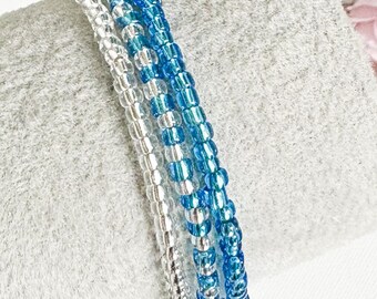 Turquoise Seed Bead Bracelet Set: Boho Stackable Jewelry