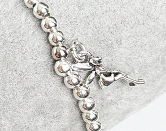 Silver Beaded Fairy Charm Bracelet: Dainty Fairycore Jewelry