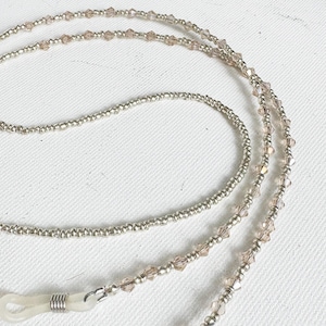 Beaded Glasses Chain, handmade beaded sunglasses chain, clear crystal glasses lanyard, Boho eyewear accessory, gift for her.