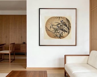 Bambus und zwei Vögel chinesische Tuschemalerei ;) Bambus und zwei Vögel; chinesische Kunst dekorative Kunst