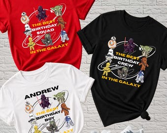 Camiseta personalizada de cumpleaños de Disney Star Wars para niño/niña, El mejor cumpleaños de la galaxia, Conjunto familiar a juego para cumpleaños, Regalo de cumpleaños personalizado