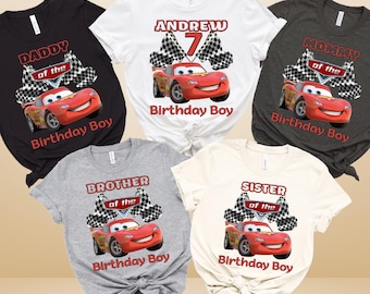 Birthday Lightning McQueen Family Shirt, Birthday Boy Car Tee, Disney Family Birthday Shirt, Pixar Lightning McQueen Birthday Girl Shirt
