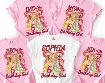 Camiseta de cumpleaños de princesa Disney para niña, conjunto de camisetas a juego para la familia Disney, camisetas grupales para fiesta de cumpleaños Disney, atuendo de cumpleaños para gemelos