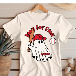 Boo’s Got Game Shirt, Funny Ghost Baseball Halloween T-Shirt, Spooky Season Tee, Sports Costume Idea, Unisex Fall Graphic Tee, Baseball Kids