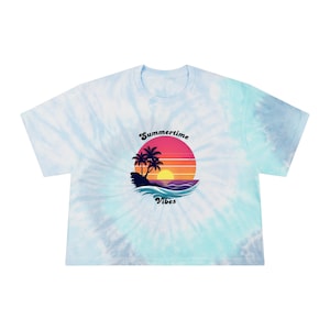 タイダイクロップTシャツ - サマータイムバイブスレディースファッションシャツ