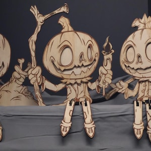Straszne Trio Dyni 3 MM Sklejka Halloween Laserowe Cięcie Plików Uroczy Straszny Dyniowy Człowiek XTool Lightburn D1 Pro Drewniane Rzemiosło Dla Dzieci Łatwy Montaż