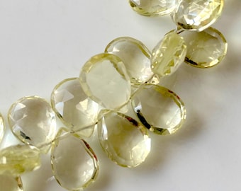Lovely 8 Strand Natural Lemon Quartz Faceted Oval Shape Step Cut Gemstone Beads Size 8x10-10x14 mm Approx Jewelry Making Crafts Lemon Oval