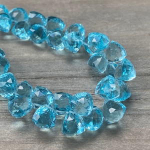 Sky Blue Hydro Quartz faceted trillion briolette- 8x8mm- 2 Pairs
