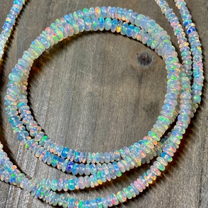 Ethiopian Opal smooth rondelle- 2.5-3.5mm and 3-4mm- 8 inch