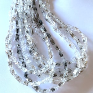 Rutilated, Moss Herkimer Diamond Quartz Nugget, Diamond Quartz, Mineral, Crystal, Beads, Strand, Jewelry Making, Jewelry- 8 inch