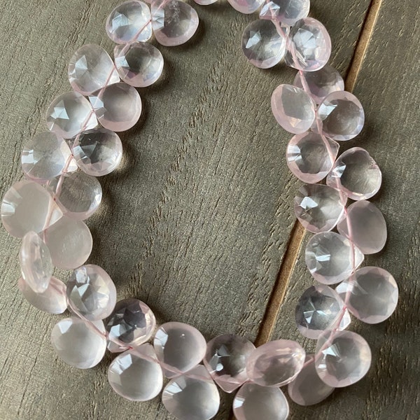 Rose Quartz faceted heart briolette- 8mm- 6 briolette