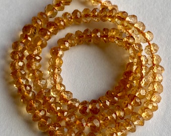 Citrine faceted rondelle- 3.5mm, 4mm- 6.5 inch