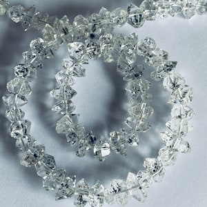 Moss Rutiled Herkimer Diamond Quartz, Diamond Quartz, Mineral, Crystal, Beads, Strand, Jewelry Making- 8 inch