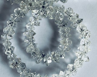 Moss Rutiled Herkimer Diamond Quartz, Diamond Quartz, Mineral, Crystal, Beads, Strand, Jewelry Making- 8 inch