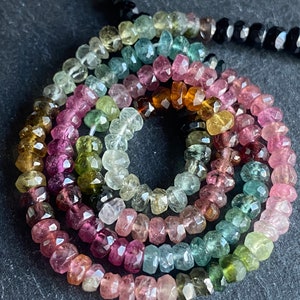 Multi Tourmaline faceted rondelle- 4mm- 6.5 inch