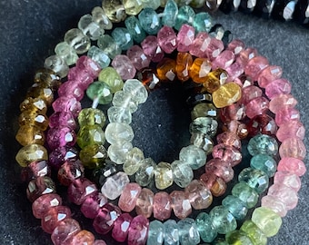 Multi Tourmaline faceted rondelle- 4mm- 6.5 inch