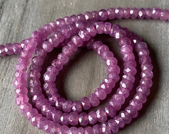 Natural Ruby faceted rondelle- 2.5mm- 3.5mm- 7 inch