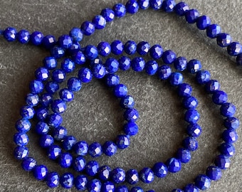 Lapis Lazuli faceted round beads- 2.5mm- 6.5 inch