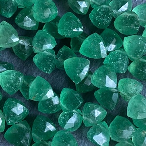 Green Strawberry Quartz faceted trillion shaped briolette- 8mm- 3 Pairs- 6 briolette