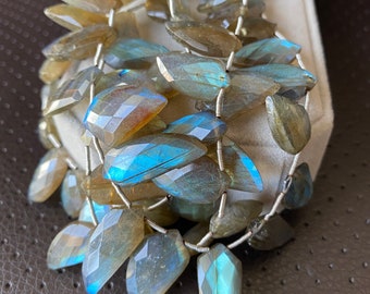 Labradorite faceted fancy briolette- 16-17mm- 4 briolette