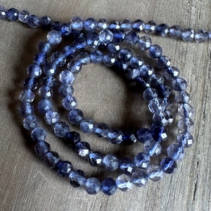 Iolite faceted round beads- 3mm- 7 inch