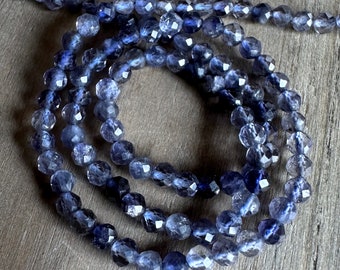 Iolite faceted round beads- 3mm- 7 inch