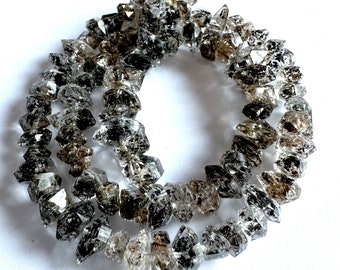 Moss Rutilated Herkimer Diamond Quartz, Diamond Quartz, Mineral- 8-12mm- 8 inch- half strand