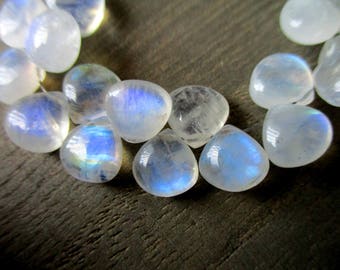 Rainbow Moonstone smooth heart briolette- 8mm- 2 pairs