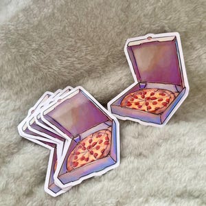 Cool Pizza Waterproof Glossy Vinyl Sticker for Water Bottles, Laptop Decals