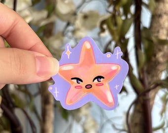 Cute Sparkly Star Vinyl Sticker, Waterproof Sticker for Water Bottles, Decal for Laptops