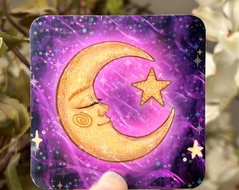 Whimsy Moon: holografische waterdichte vinylsticker