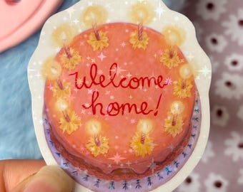 Whimsy Cake Sticker: Holographic Waterproof Vinyl Decal