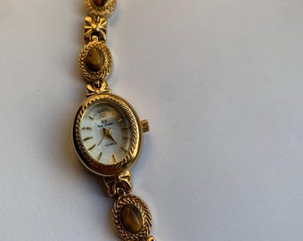 gold tiger eye stones and ribbons watch