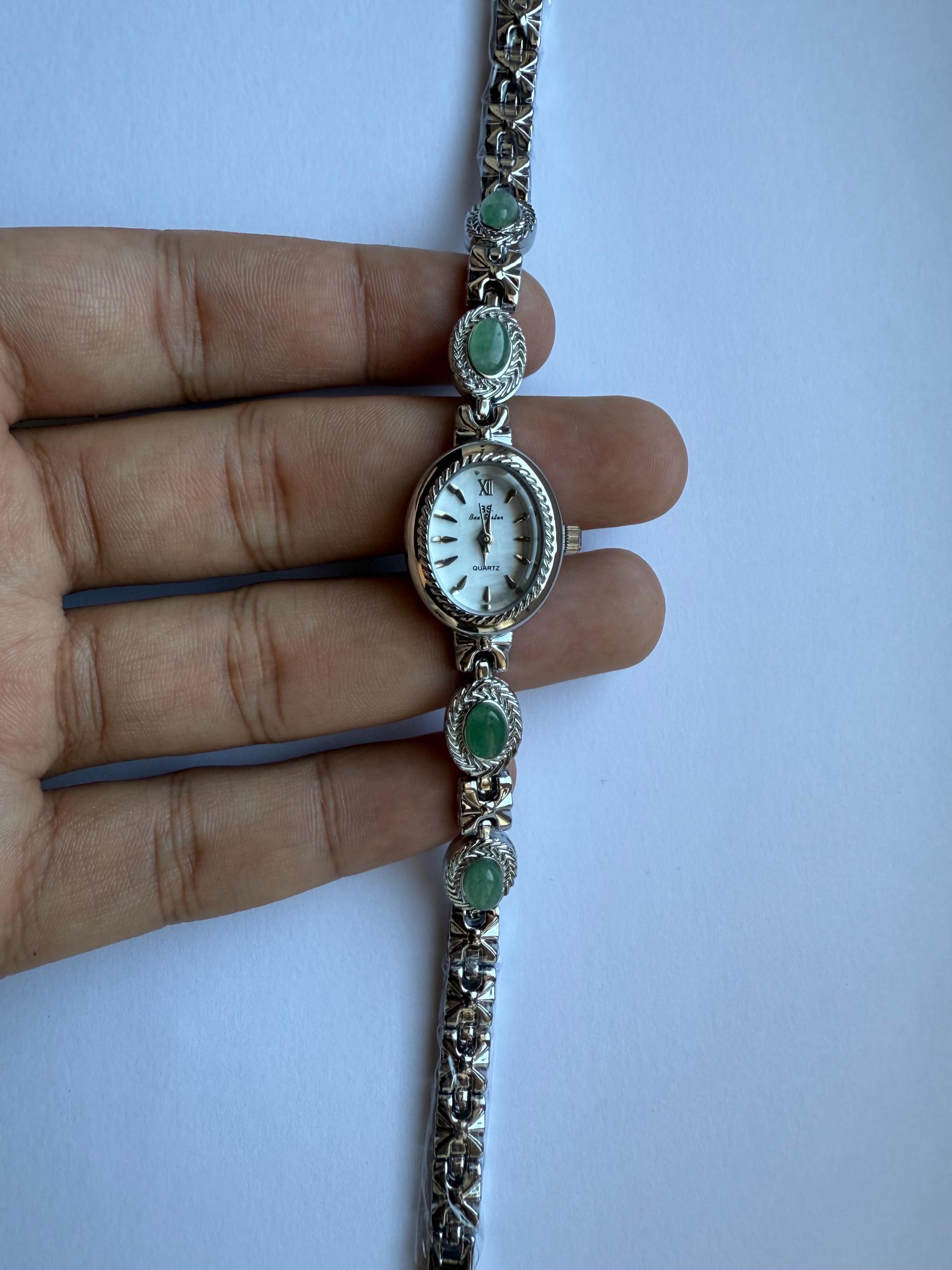 Silver and Green Watch Women Dainty - Etsy