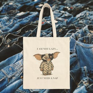 Der Film Gremlin, Gizmo charmante Baumwoll-Einkaufstasche - Einzigartige Vintage Style Geschenk für jeden Anlass! Geburtstagsgeschenk, Reisen, Einkaufen.