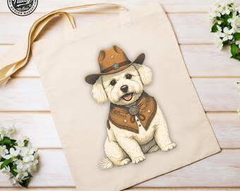 Texas Poodle Rustic Cozy Canvas Tote Bag - The ten-gallon Stetson Texas Design, Traveling, shopping  | Perfect Gift for Dog Lovers!