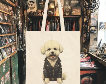Poodle Rustic Cozy Canvas Tote Bag - Personalized Dog Portrait for Christmas Gift!  Shopping  | Perfect Gift for Dog Lovers!